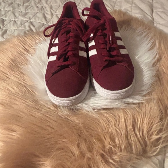 Adidas Women's Maroon and White Sneakers